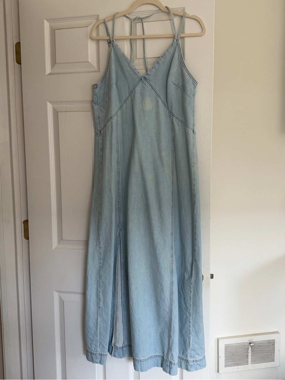 OLD NAVY Light Blue Denim Maxi Slip Dress with Strappy Back